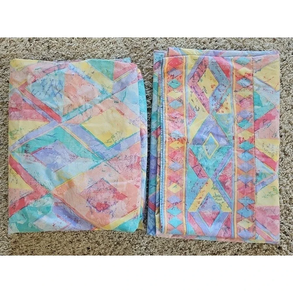 Wamsutta Supercale Sundance Twin Fitted Flat Sheets Vintage Southwest Geometric
